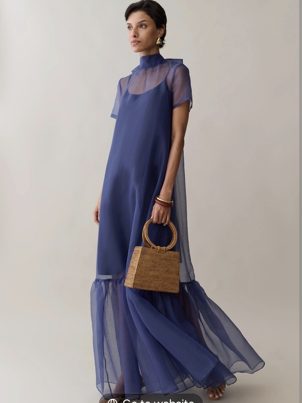 Few Moda Caara Sheer Panel Maxi Dress in Deep Blue